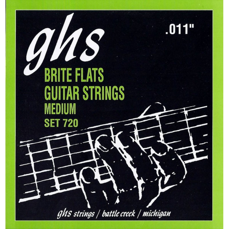 GHS Brite Flats - 720 - Electric Guitar String Set, Medium, .011-.050 - 1