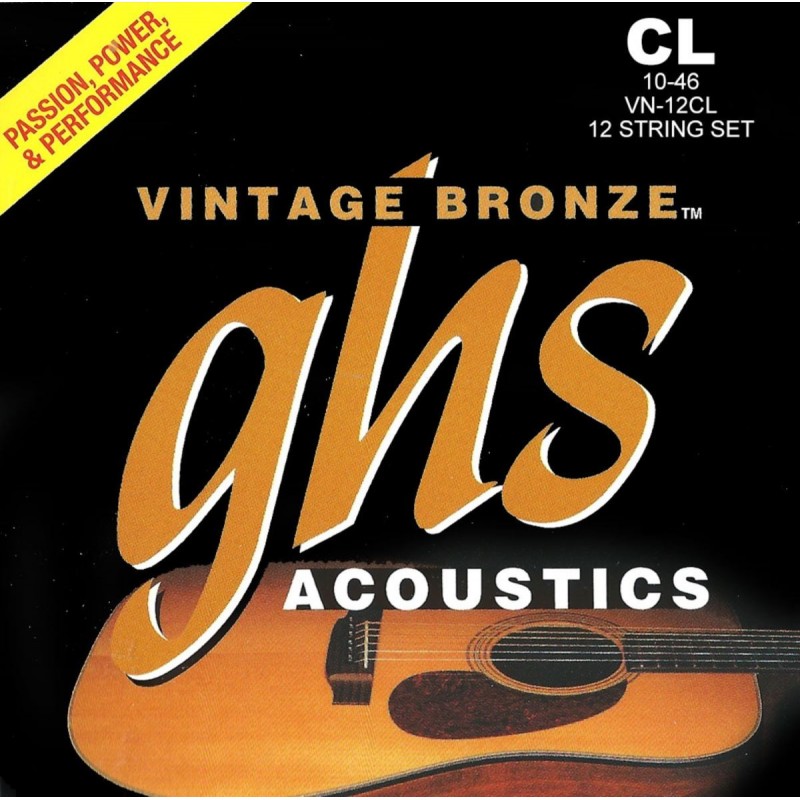 GHS Vintage Bronze - VN - 12CL  - Acoustic Guitar String Set, 12-String, Custom Light, .010-.046 - 1