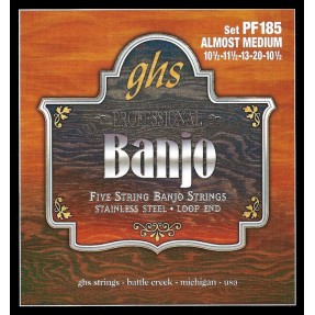 GHS Professional - PF185 - Banjo String Set, 5-String, Loop End, Stainless Steel, Almost Medium, .0105-.020 - 1