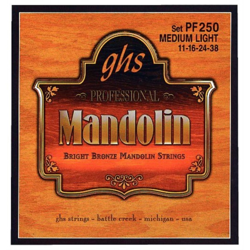 GHS Professional - PF250 - Mandolin String Set, Loop End, Bright Bronze, Medium Light, .011-.041 - 1