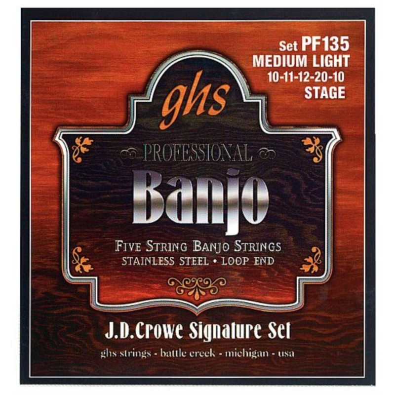 GHS J.D. Crowe Signature - PF135 - Banjo String Set, 5-String, Stainless Steel, Stage, .010-.020 - 1