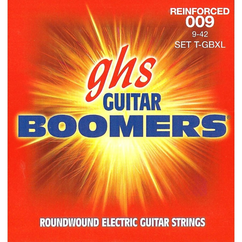 GHS Reinforced Guitar Boomers - T-GBXL - Electric Guitar String Set, Extra Light, .009-.042, for Vibrato Systems - 1
