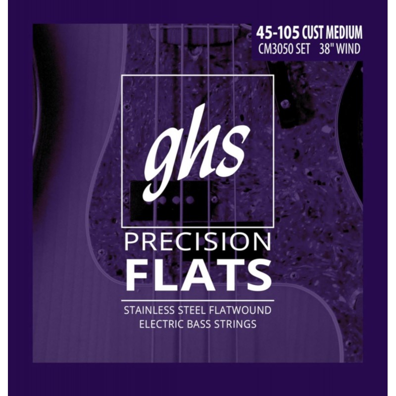 GHS Precision Flatwound - CM3050 - Bass String Set, 4-String, Custom Medium, .045-.105 - 1