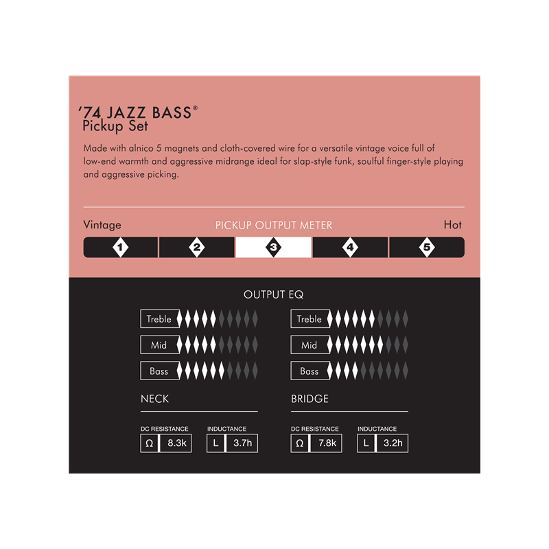 Fender Pure Vintage '74 Jazz Bass Pickup Set, Black (2) - 3