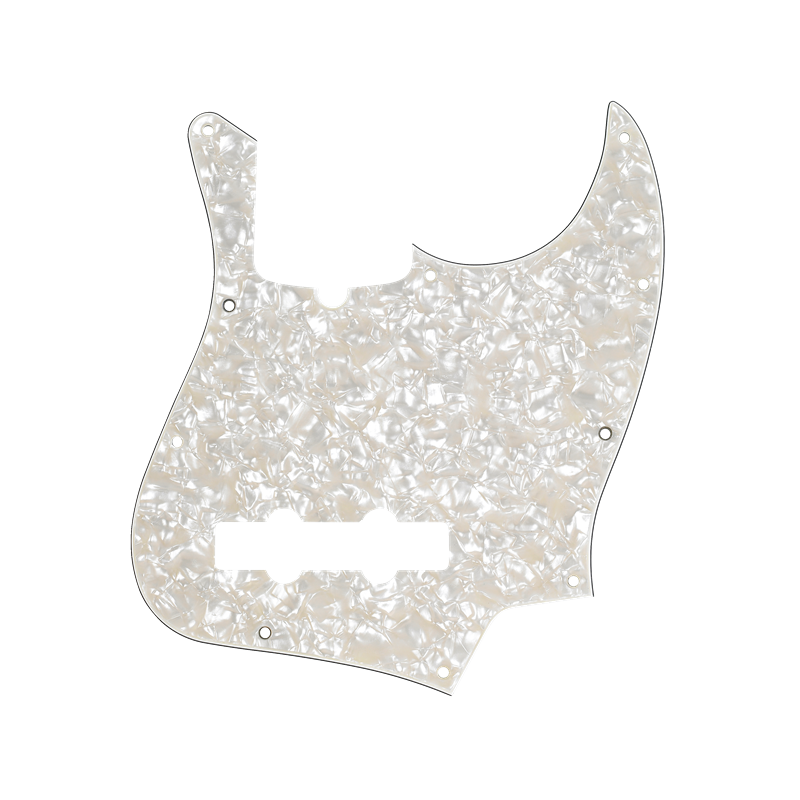 Fender Pickguard, Jazz Bass, White Pearloid, 10-Hole Mount, 4-Ply - 1
