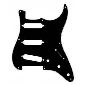 Fender Pickguard, Stratocaster S/S/S, 8-Hole Mount, Black, 3-Ply - 1
