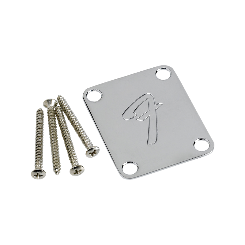 Fender 4-Bolt Vintage-Style Neck Plate "F" (Chrome) - 1