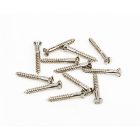Fender Pure Vintage Slotted Telecaster Bridge/Strap Button Mounting Screws, Nickel (12) - 1