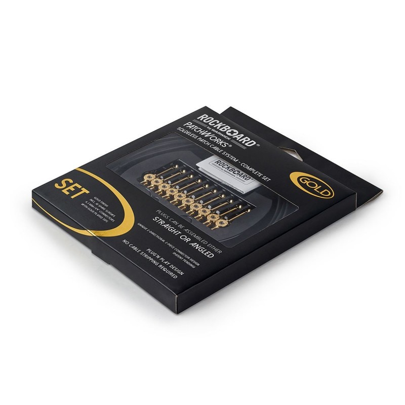 RockBoard PatchWorks Solderless Patch Cable Set - 300 cm / 118 7/64 Cable + 10 Plugs - Gold - 8