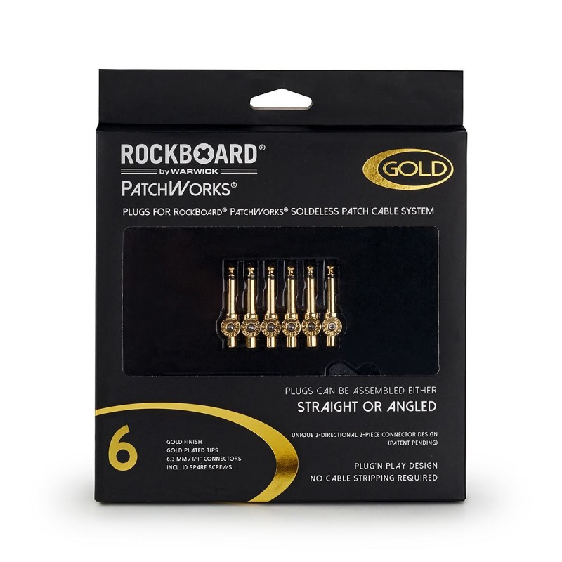 RockBoard PatchWorks Solderless Plugs, 6 pcs. - Gold - 5