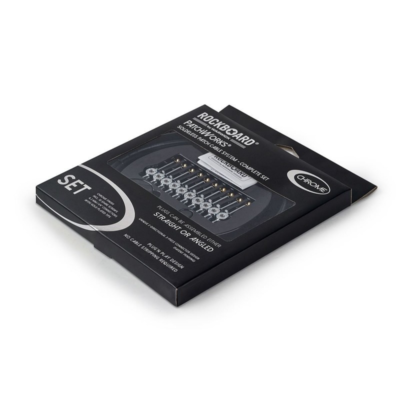 RockBoard PatchWorks Solderless Patch Cable Set - 300 cm / 118 7/64 Cable + 10 Plugs - Chrome - 8