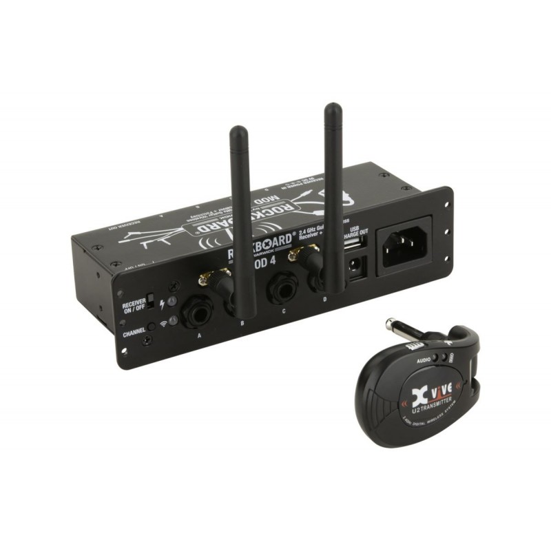 RockBoard MOD 4 & U2 Transmitter - 2.4 GHz Guitar Wireless Receiver, Transmitter + TRS Patchbay - 2