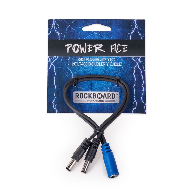 RockBoard Power Ace Voltage Doubler Y Cable, 2 x 2.1 x 5.5 mm barrel plug (series) to 2.1 x 5.5 mm barrel socket - 3