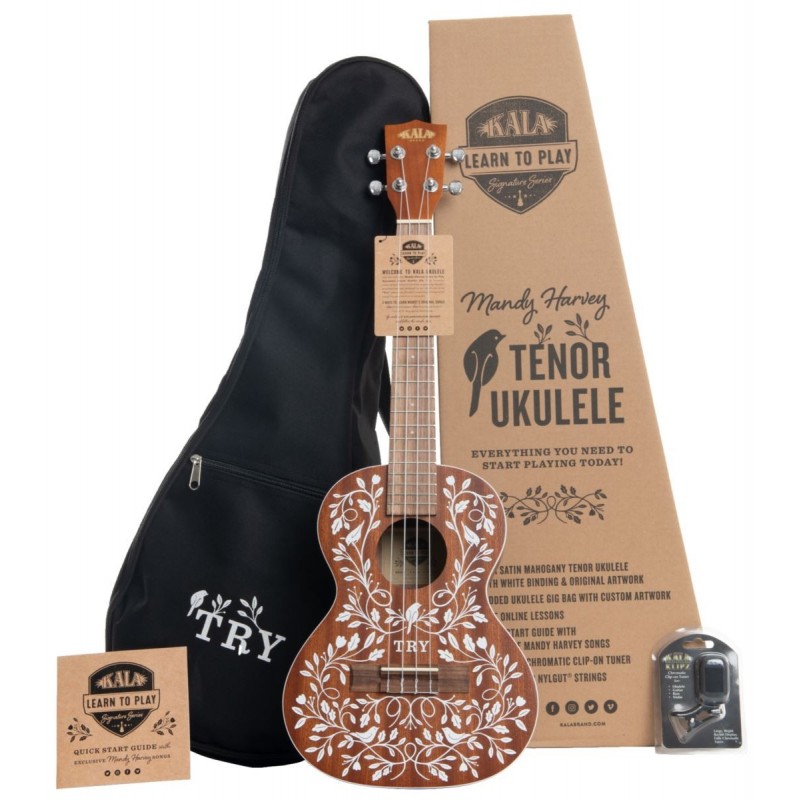 KALA KALA-LTP-MH - Mandy Harvey Learn To Play Signature Series, Tenor Ukulele Starter Kit - 5
