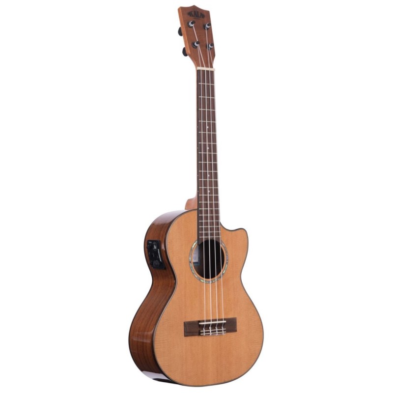 KALA KA-SCAC-T-CE - Gloss Solid Cedar Top Acacia Tenor Ukulele, with Cutaway, EQ and Bag (UB-T) - 3