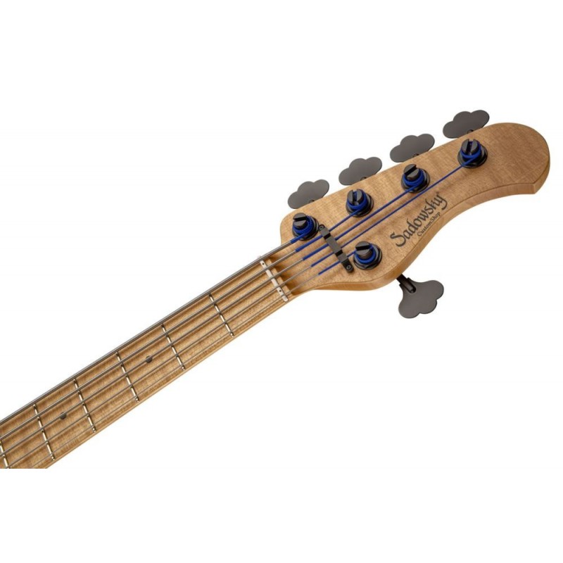 Sadowsky MasterBuilt 24-Fret Modern Bass, Swamp Ash Body, 5-String - Ocean Blue Transparent Satin, Black Hardware - 5
