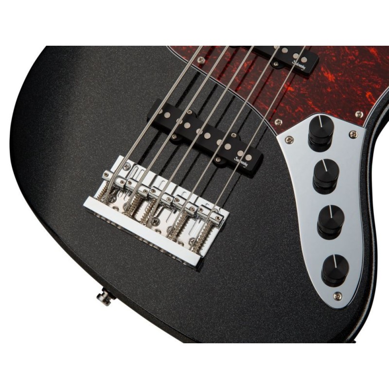 Sadowsky MetroExpress 21-Fret Vintage J/J Bass, Tigerstripe Ebony Fingerboard, Fretless, 5-String - Solid Black High Polish - 5