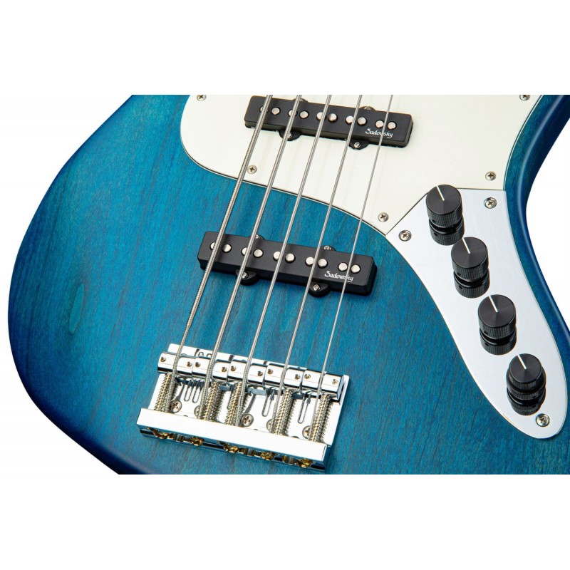 Sadowsky MetroLine 21-Fret Vintage J/J Bass, Red Alder Body, 5-String - Blue Transparent Satin - 5
