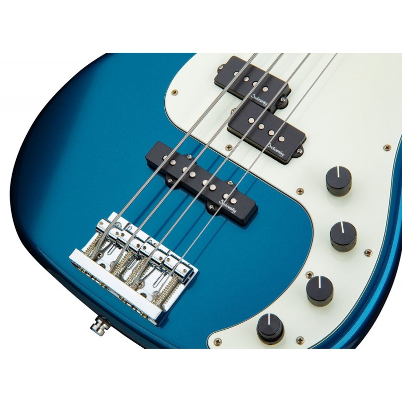Sadowsky MetroLine 21-Fret Hybrid P/J Bass, Swamp Ash Body, 4-String - Solid Dark Lake Placid Blue Metallic High Polish - 5