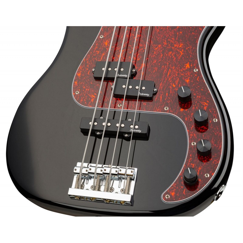 Sadowsky MetroLine 21-Fret Hybrid P/J Bass, Red Alder Body, 4-String - Solid Black High Polish - 5