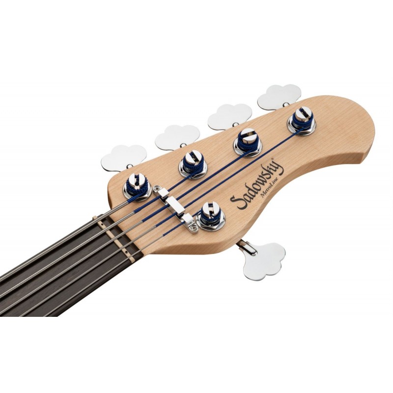 Sadowsky MetroLine 24-Fret Modern Bass, Swamp Ash Body, Fretless, 5-String - Solid Dark Lake Placid Blue Metallic High Polish - 