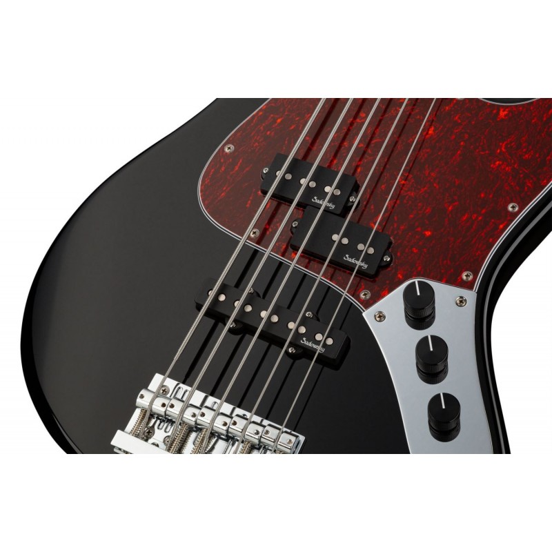 Sadowsky MetroLine 21-Fret Vintage P/J Bass, Red Alder Body, 5-String - Solid Black High Polish - 5