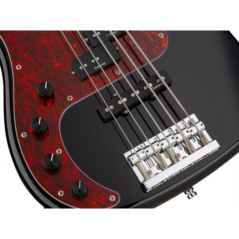 Sadowsky MetroLine 21-Fret Hybrid P/J Bass, Red Alder Body, 5-String, Lefthand - Solid Black High Polish - 5