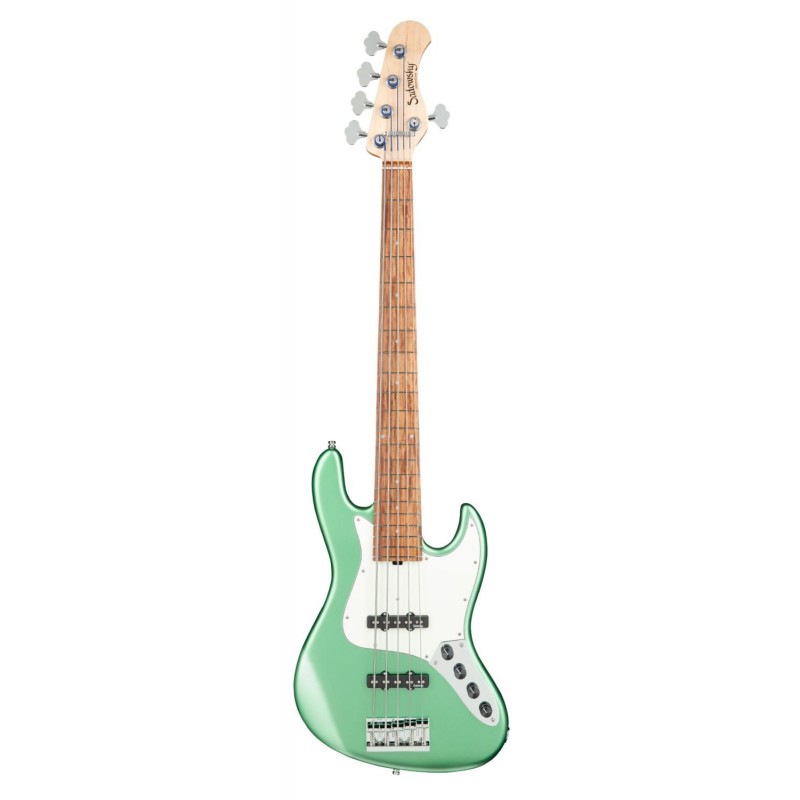 Sadowsky MetroLine 21-Fret Vintage J/J Bass, Red Alder Body, 5-String - Solid Sage Green Metallic Satin - 1