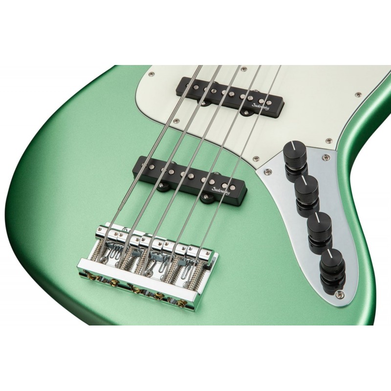 Sadowsky MetroLine 21-Fret Vintage J/J Bass, Red Alder Body, 5-String - Solid Sage Green Metallic Satin - 5
