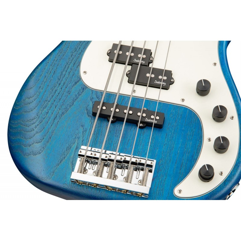 Sadowsky MetroLine 21-Fret Hybrid P/J Bass, Swamp Ash Body, 5-String - Blue Transparent Satin - 5
