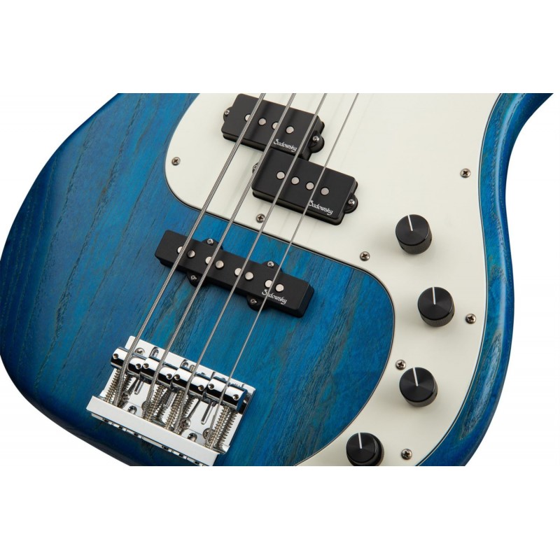 Sadowsky MetroLine 21-Fret Hybrid P/J Bass, Swamp Ash Body, 4-String - Blue Transparent Satin - 5