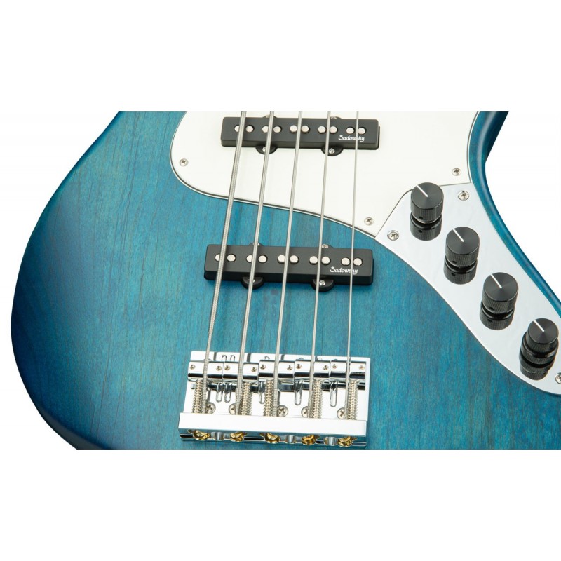 Sadowsky MetroLine 24-Fret Vintage J/J Bass, Red Alder Body, 5-String - Blue Transparent Satin - 5