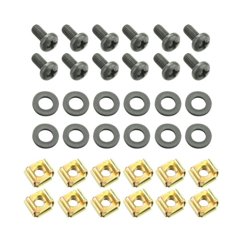 Adam Hall 19" Parts 5924 M12 AH - Komplet 12 śrub M6 x 12 mm z nakrętką klatkową i podkładką w woreczku - 1