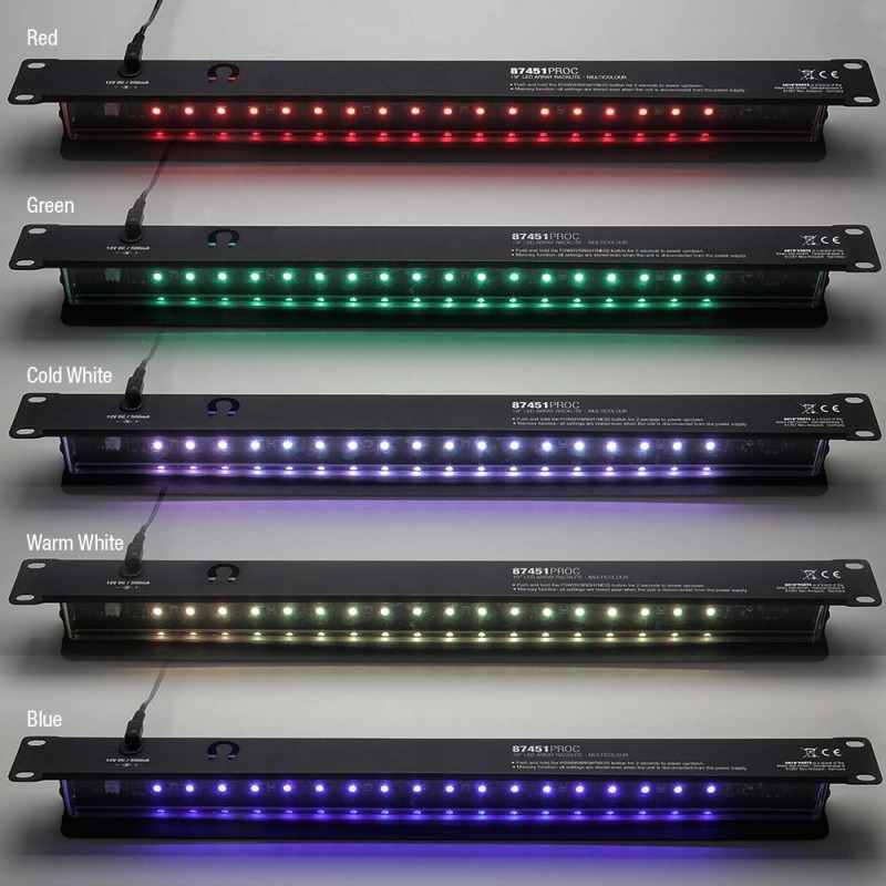 Adam Hall 19" Parts 87451 PRO C - Listwa oświetleniowa 19" do racka LED, 1U, wielokolorowa - 5