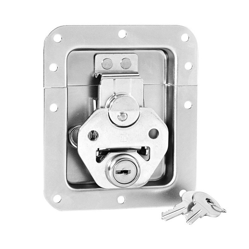 Adam Hall Hardware 17290 LS - Zamek motylkowy, średni, sprężynowy, zamykany na klucz, niezagięty, głębokość: 14 mm - 1