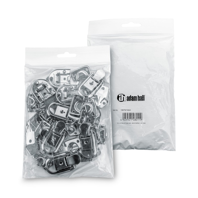 Adam Hall Hardware 1907 M10 AH - 10 x Zamek na śrubę pociągową mały, zamykany, niklowany w opakowaniu typu Bag Packaging - 3