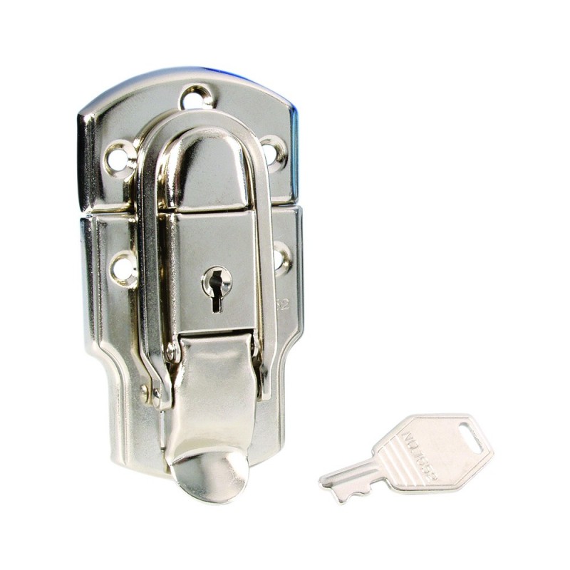 Adam Hall Hardware 1911 - Zamek przykręcany, duży, niklowany, zamykany na klucz - 1