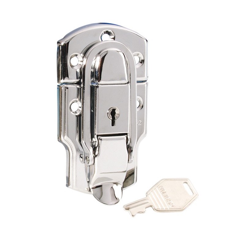 Adam Hall Hardware 1912 - Zamek przykręcany, duży, chromowany, zamykany na klucz - 1