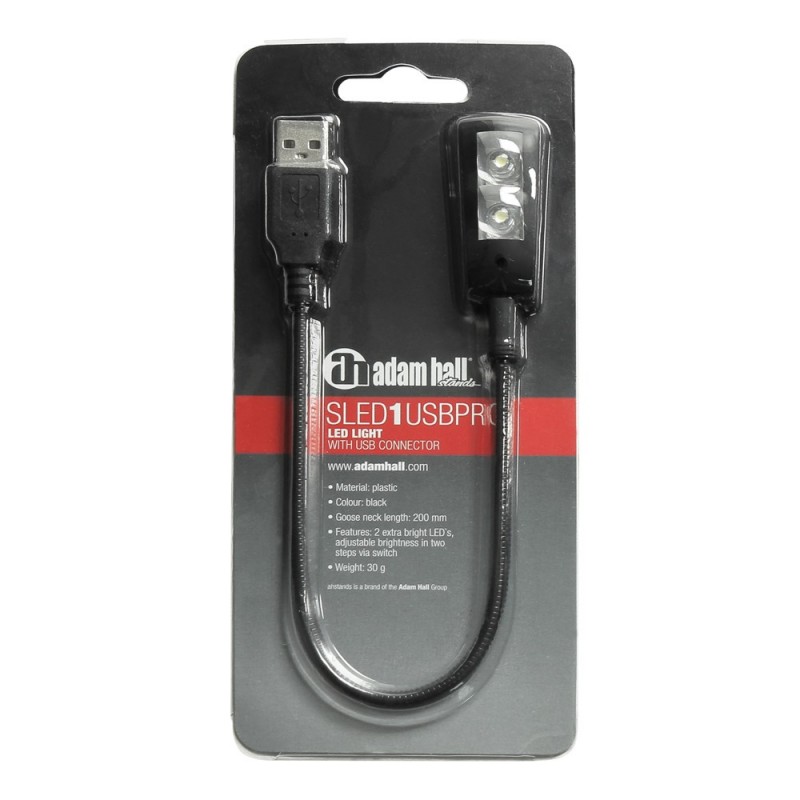 Adam Hall Stands SLED 1 USB PRO - Lampka USB z wysięgnikiem typu "gęsia szyja" i 2 diodami LED - 6