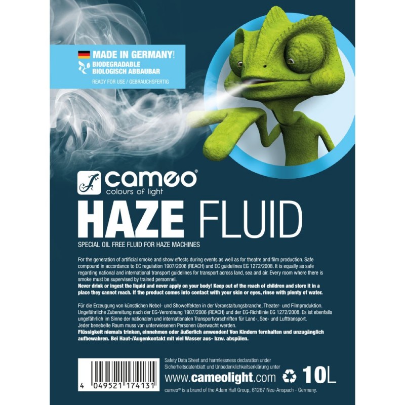 Cameo HAZE FLUID 10 L - Płyn do wytwarzania długo utrzymującej się, drobnej mgły, bezolejowy, 10 l - 2