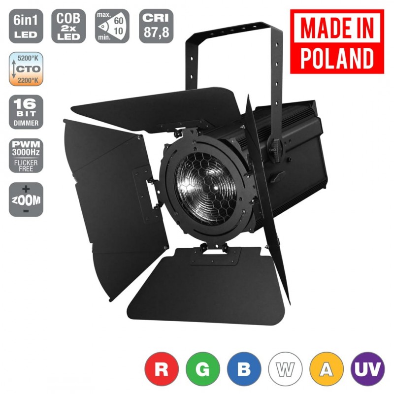 Flash LED Fresnel Lantern ZOOM Mk2 250W/300W [2xWhite - 2200-5200K] / [RGBWA+UV] - 1