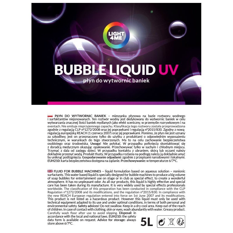 LIGHT4ME płyn do baniek mydlany efekt UV 5L - 2