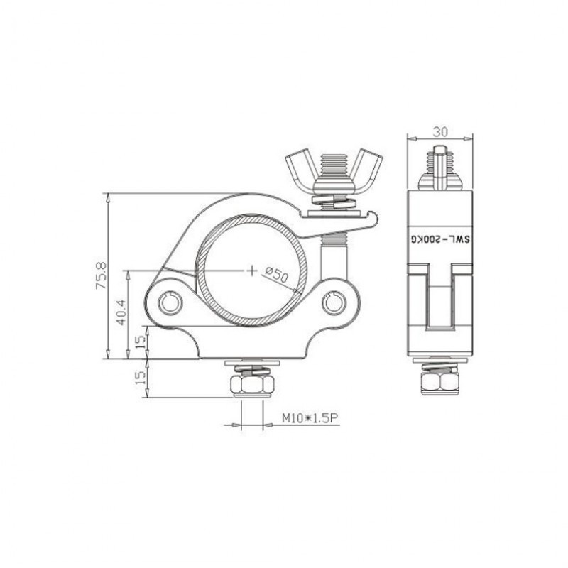 STAND4me HAK UCHWYT do ŚWIATEŁ do 200 KG 50 mm BK - 3