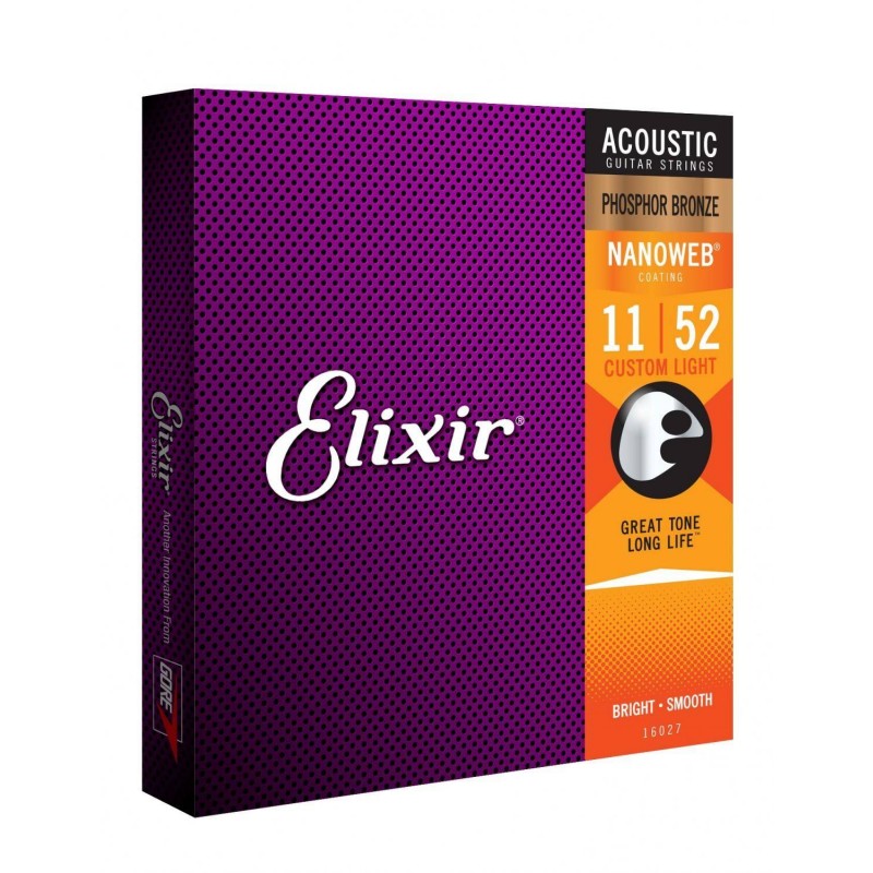 ELIXIR 16027 NanoWeb Phosphor Bronze - Struny do akustyka 11-52 - 1