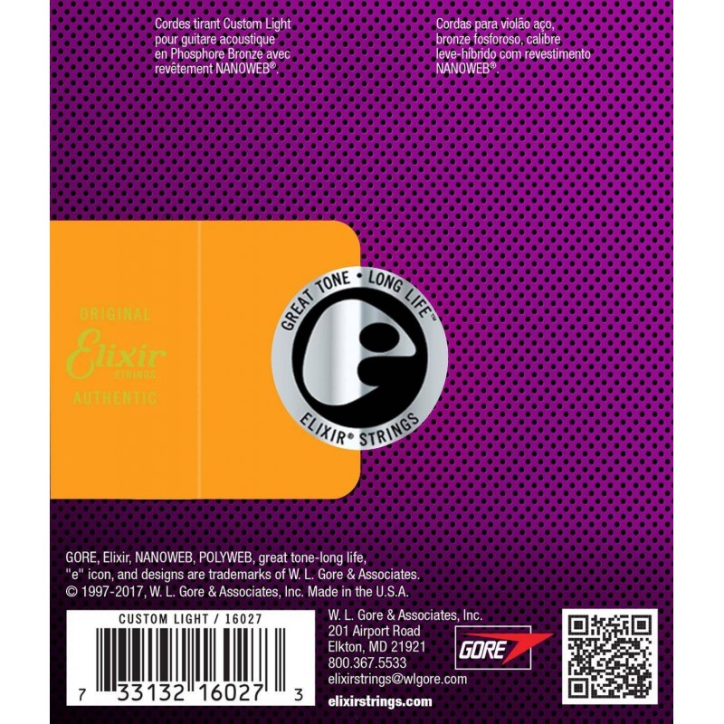 ELIXIR 16027 NanoWeb Phosphor Bronze - Struny do akustyka 11-52 - 3