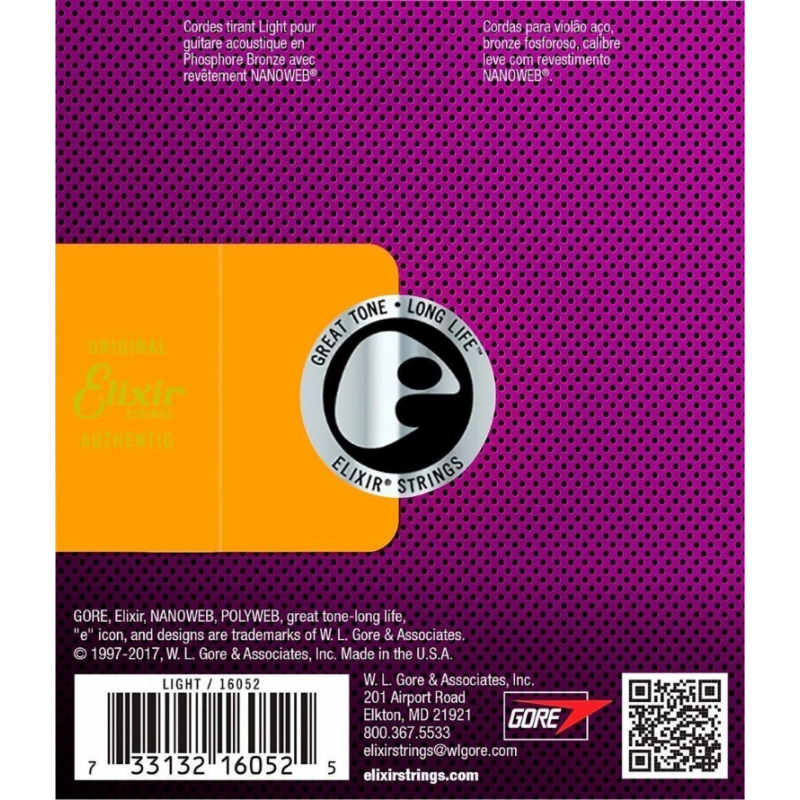 ELIXIR 16052 NanoWeb Phosphor Bronze - Struny do akustyka 12-53 - 3