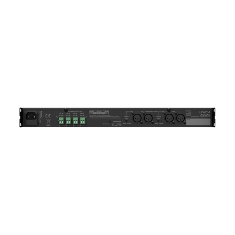 AUDAC EPA254 - czterokanałowy wzmacniacz klasy D 4x250W - zwrotnica - 2