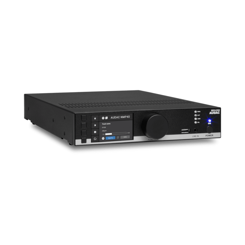 AUDAC MFA208 - rozwiązanie audio all-in-one - 2 x 40W @ 4 Ohm - 80W @ 70/100V - 3