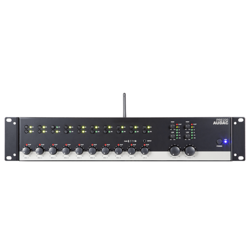 AUDAC PRE220 - dwustrefowy 10 kanałowy przedwzmacniacz stereo - 1