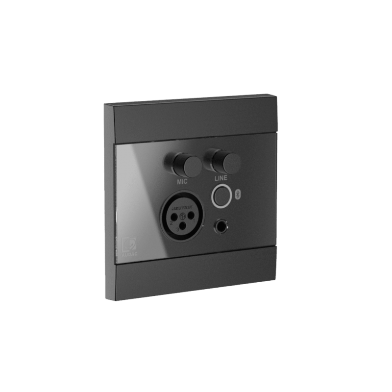 AUDAC WP225/B - Panel ścienny, XLR mic + 3,5 mm jack + BT, czarny - 2